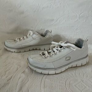 Skechers Flex Elite White Leather Sneakers